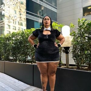 Sexy Halloween costume stretchy is a little short, but I’m 5 9.